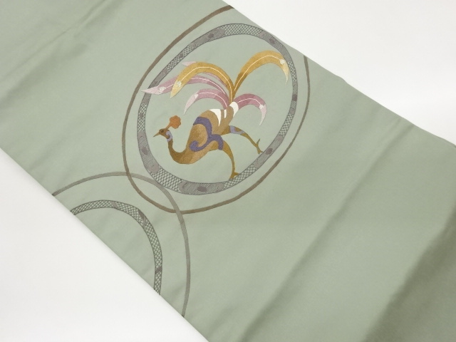 JAPANESE NAGOYA OBI / WOVEN PEACOCK